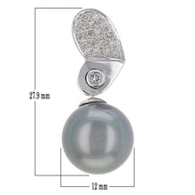 Load image into Gallery viewer, 18k White Gold 0.20ctw Diamond &amp; 13mm Black Cultured Tahitian Pearl Pendant