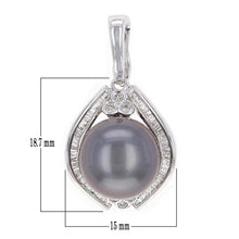 Load image into Gallery viewer, 14k White Gold 0.30ctw Diamond &amp; 11.60mm Black Cultured Tahitian Pearl Pendant