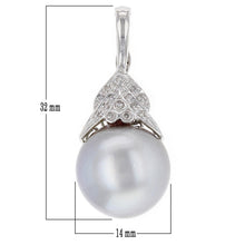 Load image into Gallery viewer, 14k White Gold 0.20ctw Diamond &amp; 14.50mm Black Cultured Tahitian Pearl Pendant