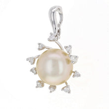Load image into Gallery viewer, 18k White Gold 12.50mm White Cultured Pearl &amp; 0.30ctw Diamond Open Bail Pendant