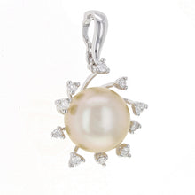 Load image into Gallery viewer, 18k White Gold 12.50mm White Cultured Pearl &amp; 0.30ctw Diamond Open Bail Pendant