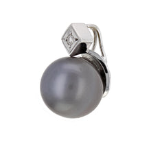 Load image into Gallery viewer, 14k White Gold 12.50mm Black Cultured Tahitian Pearl &amp; 0.05ctw Diamond Pendant