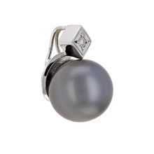 Load image into Gallery viewer, 14k White Gold 12.50mm Black Cultured Tahitian Pearl &amp; 0.05ctw Diamond Pendant