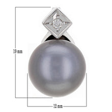 Load image into Gallery viewer, 14k White Gold 12.50mm Black Cultured Tahitian Pearl &amp; 0.05ctw Diamond Pendant