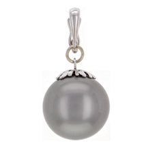 Load image into Gallery viewer, 14k White Gold 13.50mm Black Cultured Tahitian Pearl Drop Pendant