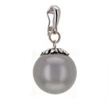Load image into Gallery viewer, 14k White Gold 13.50mm Black Cultured Tahitian Pearl Drop Pendant