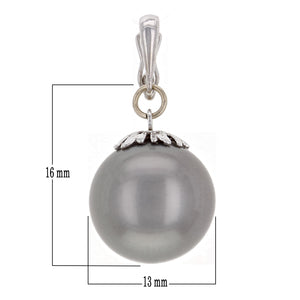 14k White Gold 13.50mm Black Cultured Tahitian Pearl Drop Pendant