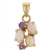 Load image into Gallery viewer, 14k Yellow Gold White Opal &amp; 0.10ctw Amethyst Pendant