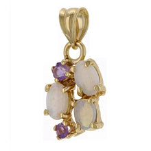 Load image into Gallery viewer, 14k Yellow Gold White Opal &amp; 0.10ctw Amethyst Pendant