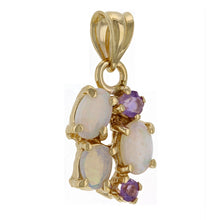 Load image into Gallery viewer, 14k Yellow Gold White Opal &amp; 0.10ctw Amethyst Pendant