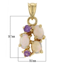 Load image into Gallery viewer, 14k Yellow Gold White Opal &amp; 0.10ctw Amethyst Pendant