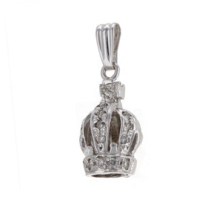 14k White Gold 0.18ctw Diamond Royalty Crown Pendant