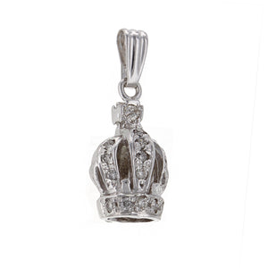 14k White Gold 0.18ctw Diamond Royalty Crown Pendant