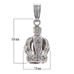 14k White Gold 0.18ctw Diamond Royalty Crown Pendant