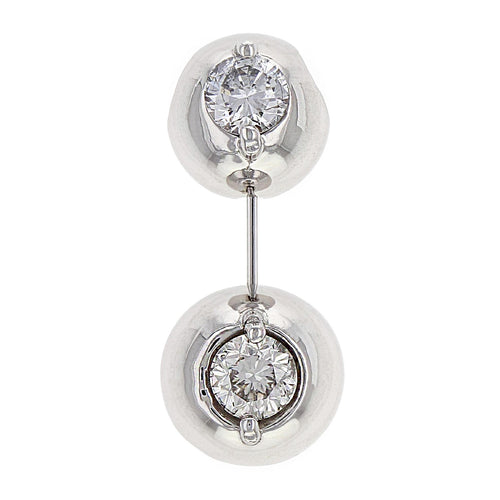 14k White Gold 1/3ctw Diamond Two Stone Bezel Pendant