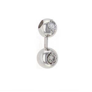 14k White Gold 1/3ctw Diamond Two Stone Bezel Pendant