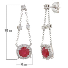 Load image into Gallery viewer, 14k White Gold Round Gemstone and Diamond Halo Art Nouveau Swing Earrings (H-I Color, I1-I2), Multiple Gemstone Options