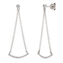 Load image into Gallery viewer, 14k White Gold 1/10 Cttw Diamond Stud &amp; Curved Horizontal Bar Swing Earrings (H-I Color, I1-I2)