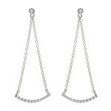 Load image into Gallery viewer, 14k White Gold 1/10 Cttw Diamond Stud &amp; Curved Horizontal Bar Swing Earrings (H-I Color, I1-I2)
