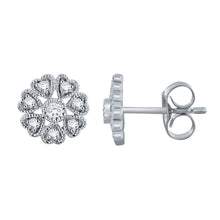 Load image into Gallery viewer, 14k White Gold &amp; 0.15 Cttw Diamond&quot;Circle of Hearts&quot; Button Earrings (H-I Color, I1-I2)