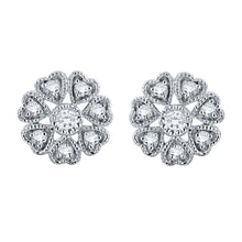 Load image into Gallery viewer, 14k White Gold &amp; 0.15 Cttw Diamond&quot;Circle of Hearts&quot; Button Earrings (H-I Color, I1-I2)