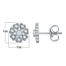 Load image into Gallery viewer, 14k White Gold &amp; 0.15 Cttw Diamond&quot;Circle of Hearts&quot; Button Earrings (H-I Color, I1-I2)