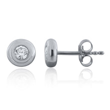 Load image into Gallery viewer, 10k White Gold &amp; 1/5 Cttw Rounded Bezel-Set Diamond Stud Earrings (H-I Color, I1-I2)