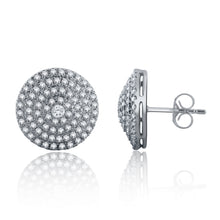 Load image into Gallery viewer, 14k White Gold &amp; 1 Cttw Diamond Pav Triple Halo Round Button Earrings (H-I Color, I1-I2)
