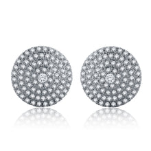 Load image into Gallery viewer, 14k White Gold &amp; 1 Cttw Diamond Pav Triple Halo Round Button Earrings (H-I Color, I1-I2)