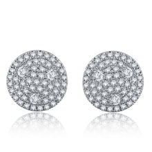 Load image into Gallery viewer, 14k White Gold &amp; Triangle Accented Round 3/4 Cttw Diamond Pav Button Earrings (H-I Color, I1-I2)