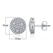 Load image into Gallery viewer, 14k White Gold &amp; Triangle Accented Round 3/4 Cttw Diamond Pav Button Earrings (H-I Color, I1-I2)