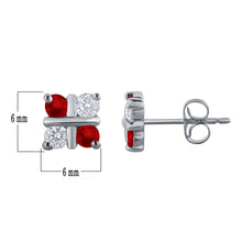 Load image into Gallery viewer, 14k White Gold, Emerald or Ruby Gemstone &amp; 1/3 cttw Diamond Four-Square Cross Stud Earrings (H-I Color, I1-I2), Multiple Gemstone Options
