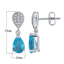 Load image into Gallery viewer, 14k White Gold Pear-Shaped Swiss Blue Topaz &amp; 1/10 Cttw Diamond Teardrop Dangle Earrings (H-I Color, I1-I2)
