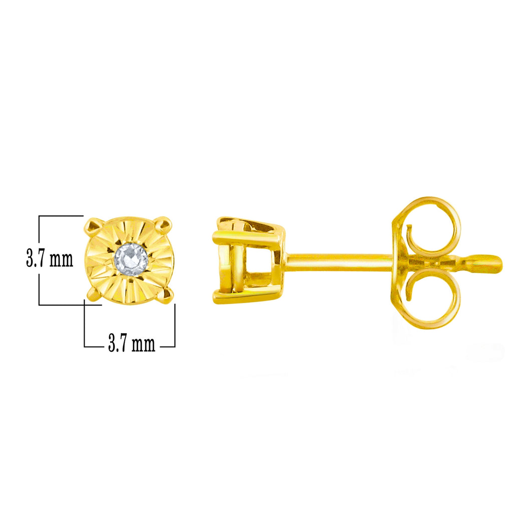 10k Yellow or White Gold 4-Prong Diamond 2-Point Stud Earrings (H-I Color, I1-I2)