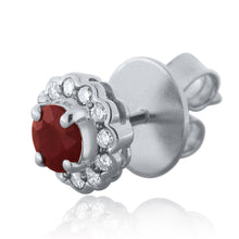 Load image into Gallery viewer, 14k 1ct Natural Ruby and .25ct Diamond Halo Earrings with Friction back