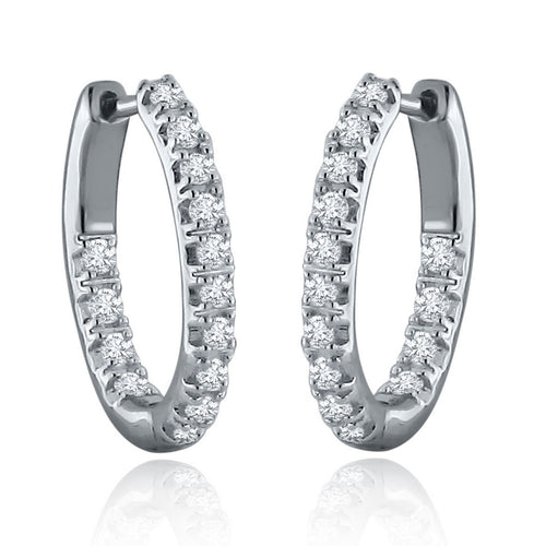 14k .50ctw Brilliant Diamond Hoop earring with secure snap back