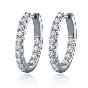 14k .50ctw Brilliant Diamond Hoop earring with secure snap back