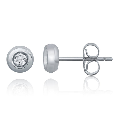 14k White Gold Diamond Bezel Stud Earrings with Friction Back (1.50 cttw, H-I Color, I1-I2 Clarity)