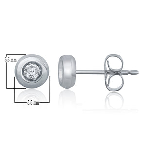 14k White Gold Diamond Bezel Stud Earrings with Friction Back (1.50 cttw, H-I Color, I1-I2 Clarity)