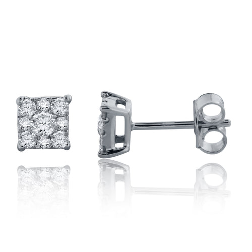 14k White Gold Diamond Stud Earrings with Friction Back (0.34 cttw, H-I Color, I1-I2 Clarity)