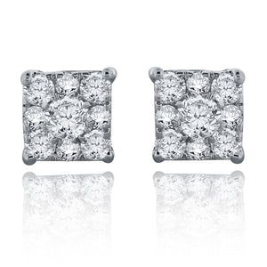 14k White Gold Diamond Stud Earrings with Friction Back (0.34 cttw, H-I Color, I1-I2 Clarity)