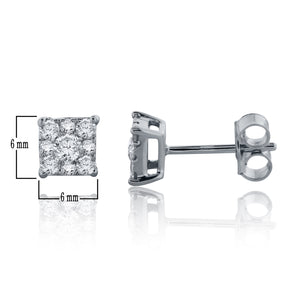 14k White Gold Diamond Stud Earrings with Friction Back (0.34 cttw, H-I Color, I1-I2 Clarity)