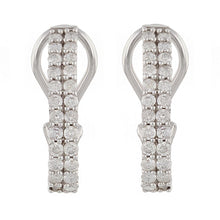 Load image into Gallery viewer, 10k White Gold Diamond Hoop Earrings with Latch Back (1.00 cttw, I-J Color, I1-I2 Clarity)