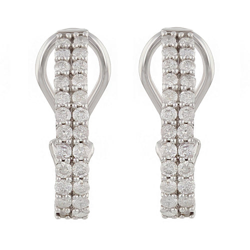 10k White Gold Diamond Hoop Earrings with Latch Back (1.00 cttw, I-J Color, I1-I2 Clarity)