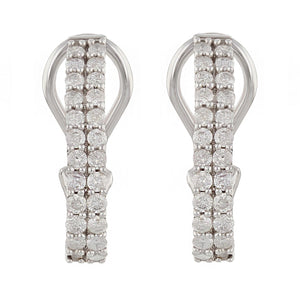 10k White Gold Diamond Hoop Earrings with Latch Back (1.00 cttw, I-J Color, I1-I2 Clarity)