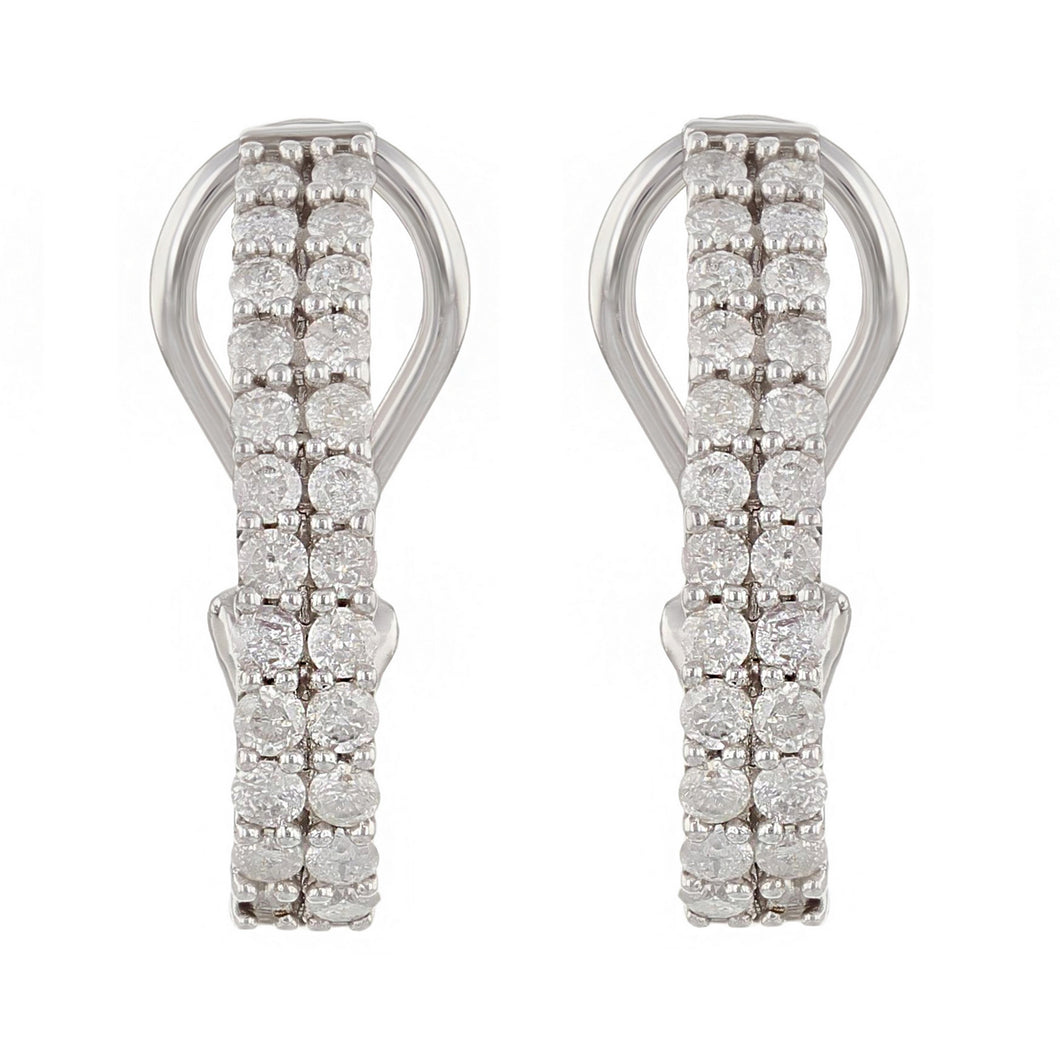10k White Gold Diamond Hoop Earrings with Latch Back (1.00 cttw, I-J Color, I1-I2 Clarity)