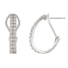 Load image into Gallery viewer, 10k White Gold Diamond Hoop Earrings with Latch Back (1.00 cttw, I-J Color, I1-I2 Clarity)