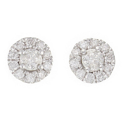 10k White Gold Diamond Stud Earrings with Friction Back (0.50 cttw, I-J Color, I1-I2 Clarity)
