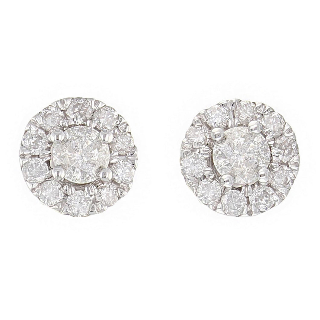10k White Gold Diamond Stud Earrings with Friction Back (0.50 cttw, I-J Color, I1-I2 Clarity)