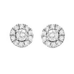 14k White Gold Diamond Stud Round Earrings with Friction Back (0.75 cttw, I-J Color, I1-I2 Clarity)